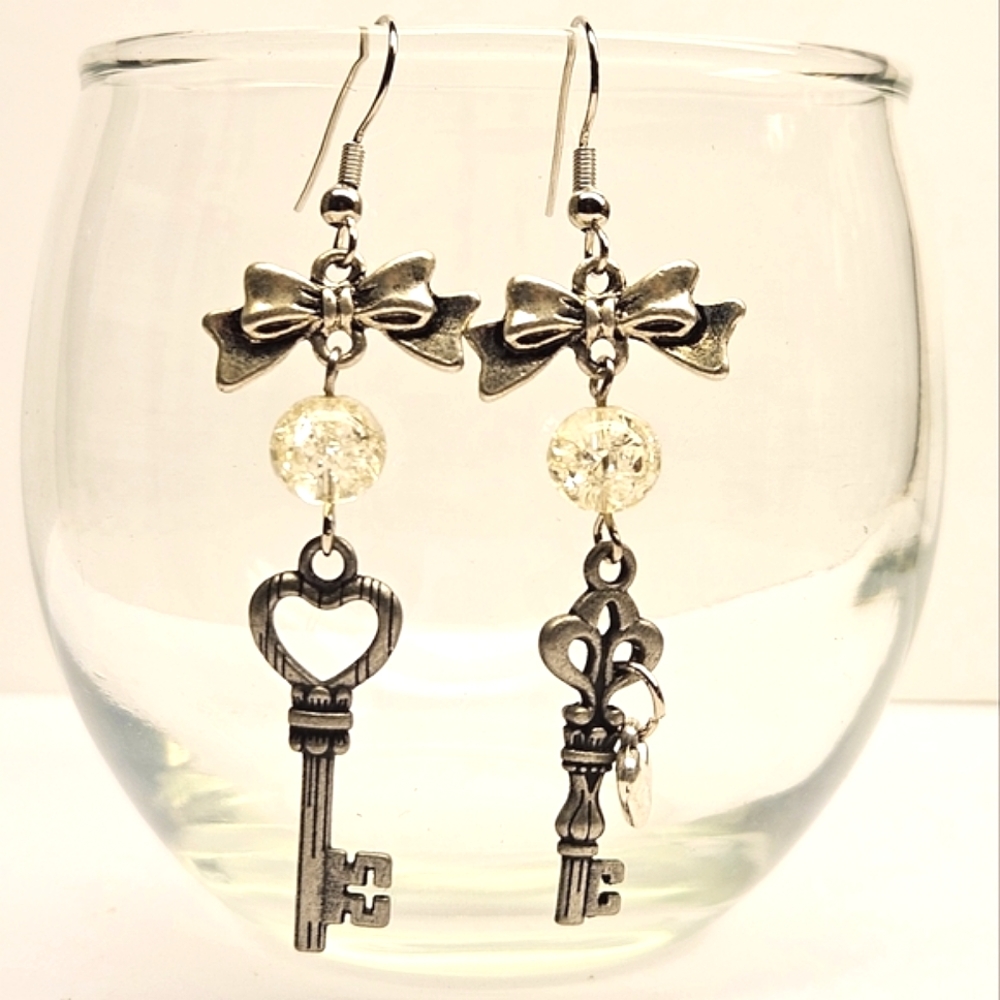 Key Charm Beaded Earrings
